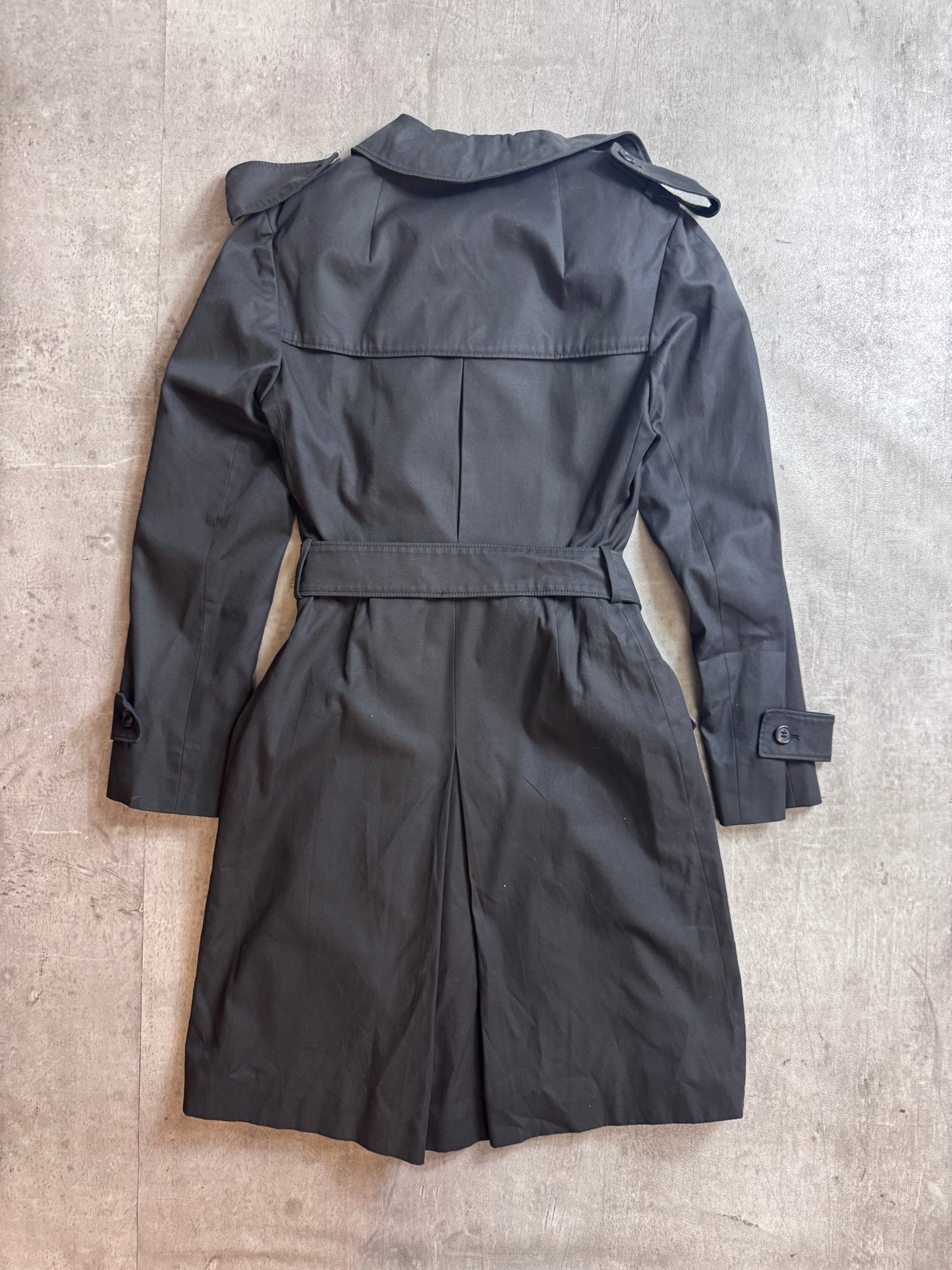 Prada Silk Lined Navy Double Breasted Trench Coat