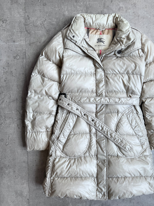 Burberry Belted Down Quilted Beige Puffer Jacket