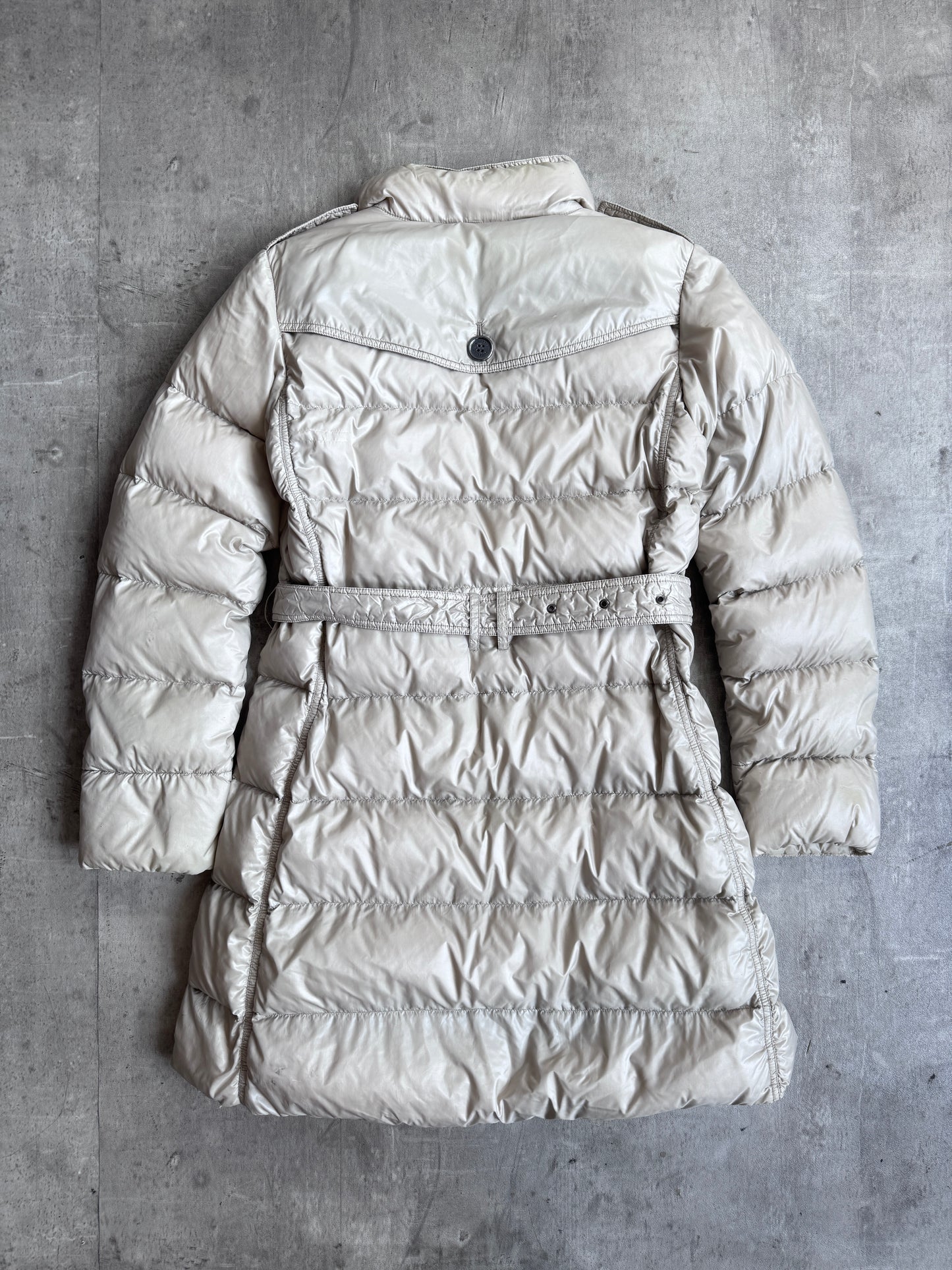 Burberry Belted Down Quilted Beige Puffer Jacket