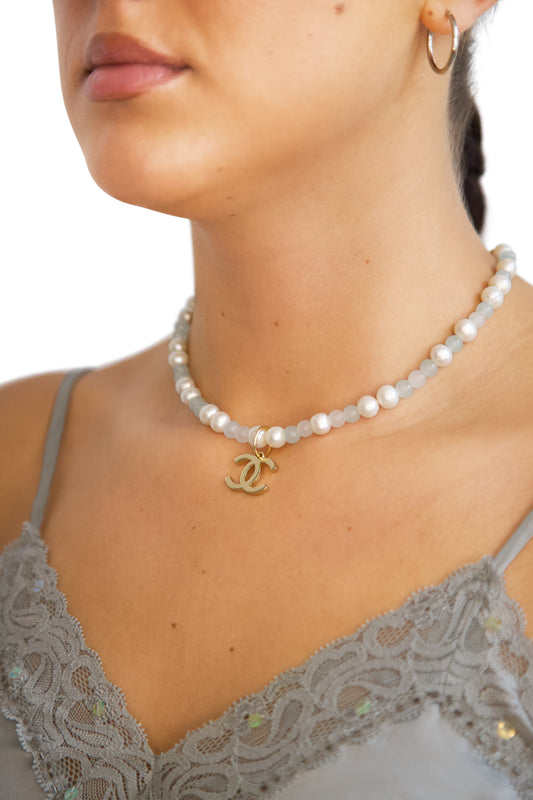 VT Rework : Chanel Interlocked Logo Pearl Necklace