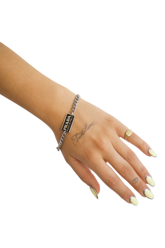 VT Rework : Prada Curb Chain Plaque Reworked Bracelet