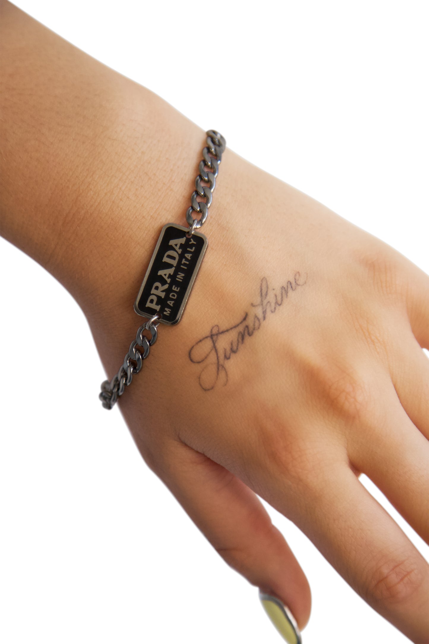 VT Rework : Prada Curb Chain Plaque Reworked Bracelet
