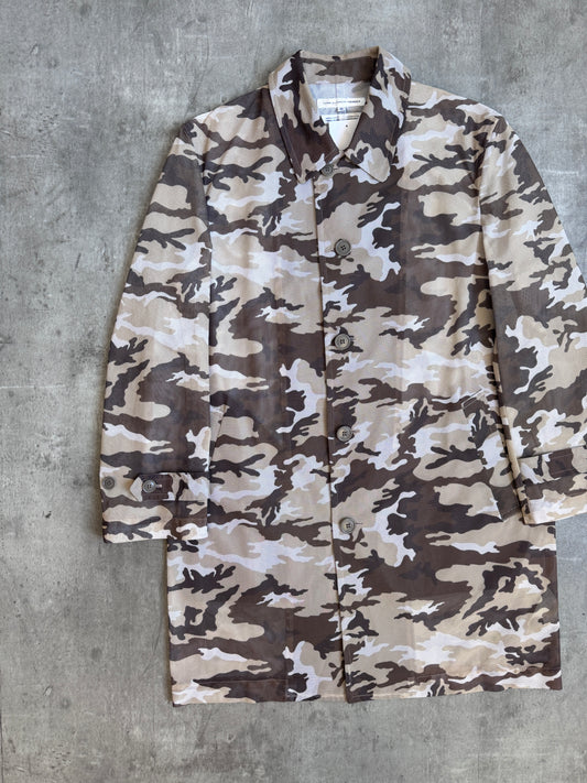 Comme Des Garcons SHIRT Mesh Desert Camo Trench Coat