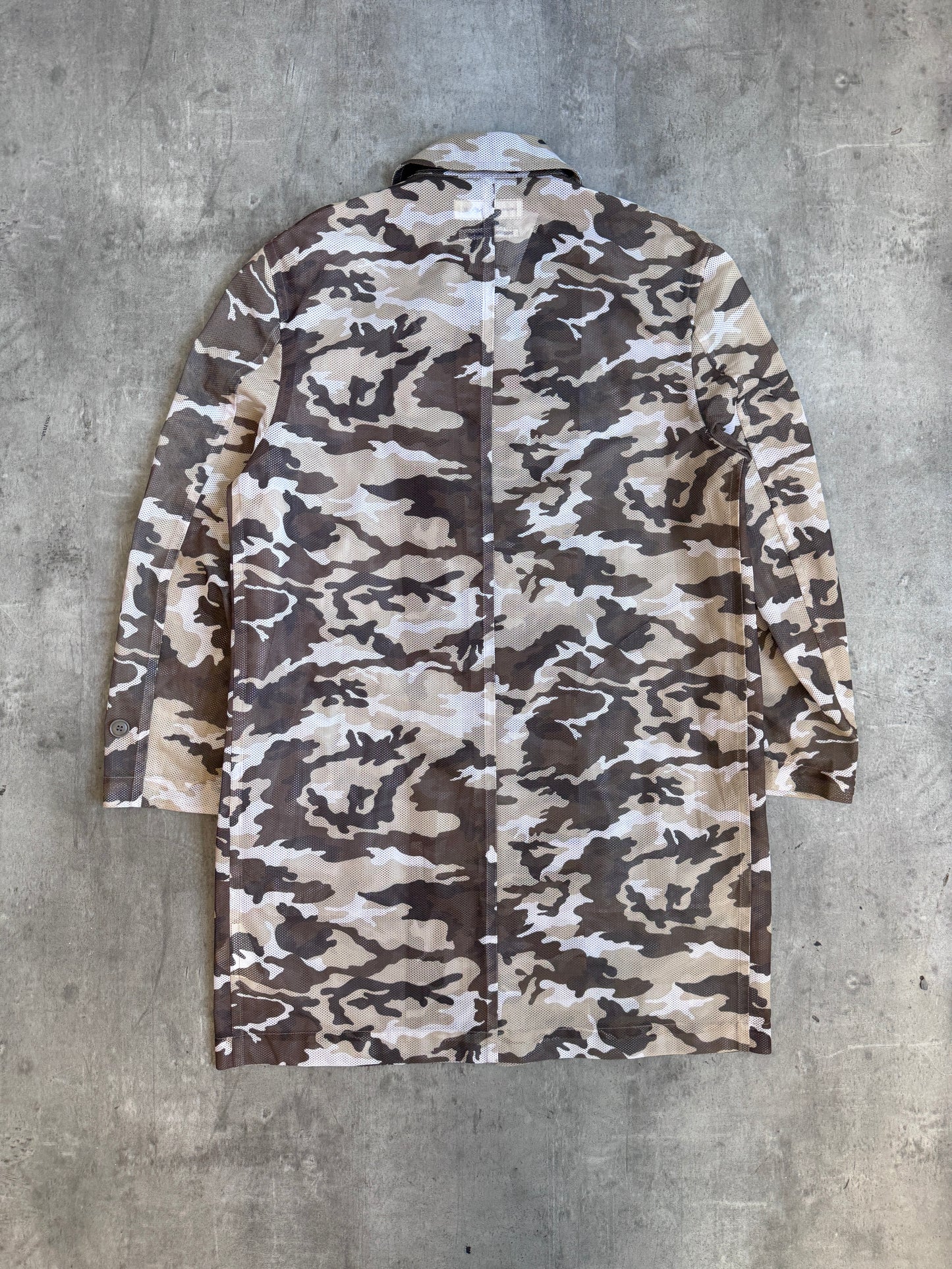 Comme Des Garcons SHIRT Mesh Desert Camo Trench Coat