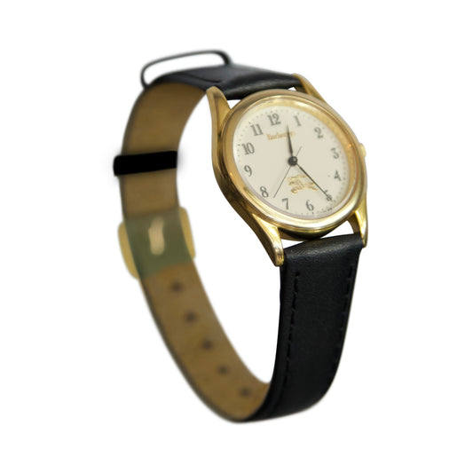 Burberry Model 110048 Gold Plated Leather Watch