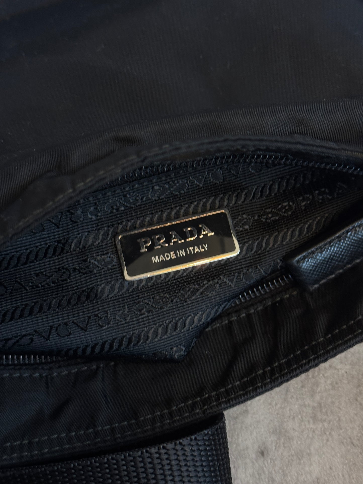 Prada Tessuto Black Nylon Plaque Logo Crossbody Bag