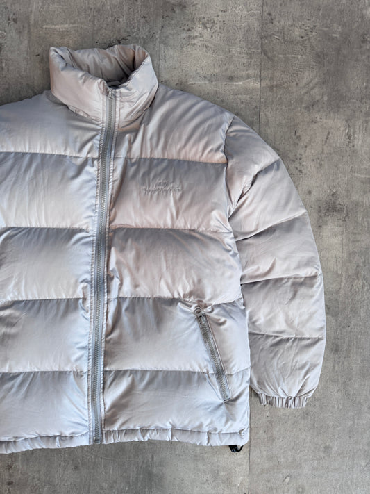 Balenciaga Grey Embroidered Down Quilted Tech Puffer Jacket