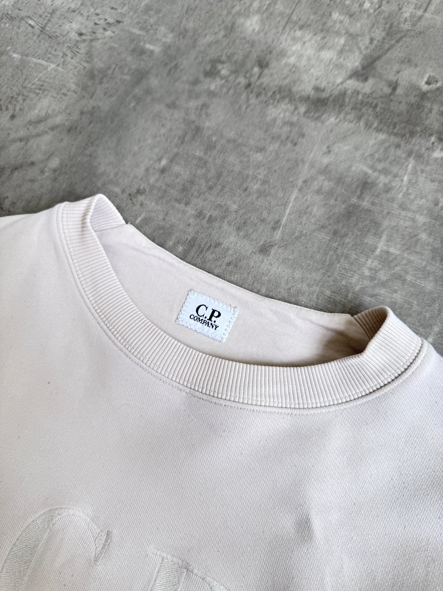 C.P. Company Beige Logo Embroidered Sweatshirt