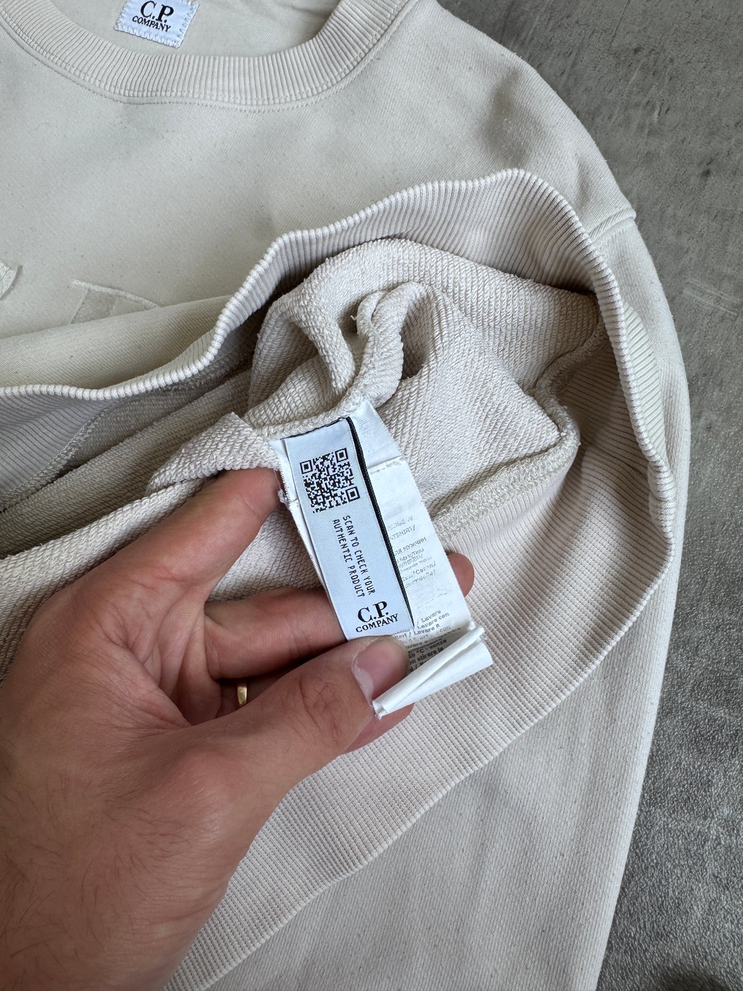 C.P. Company Beige Logo Embroidered Sweatshirt