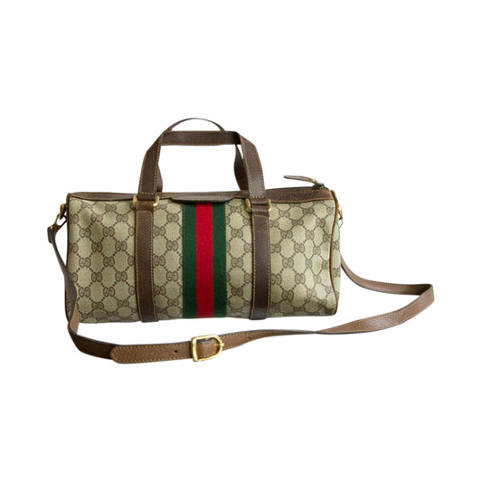 Gucci Vintage 80's Supreme GG Canvas Leather Boston Bag