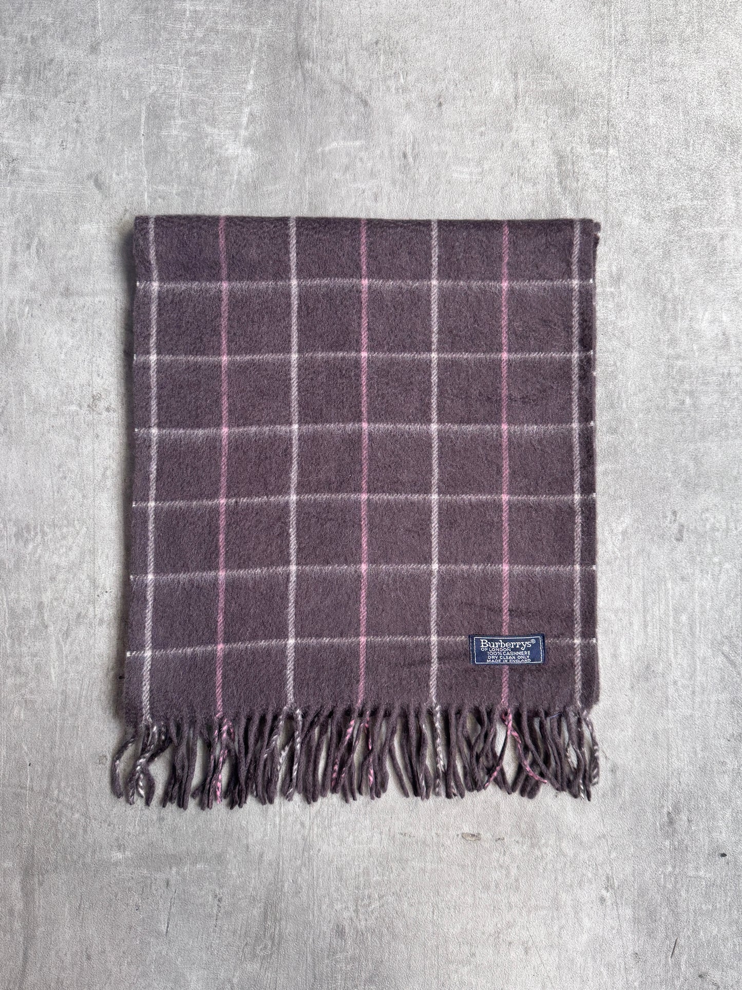 Burberry Brown Check 100% Cashmere Scarf