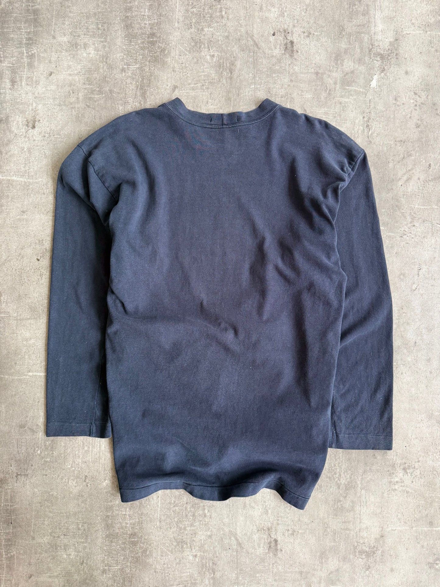 1990's Stone Island Navy LS Embroidered Spellout Tee