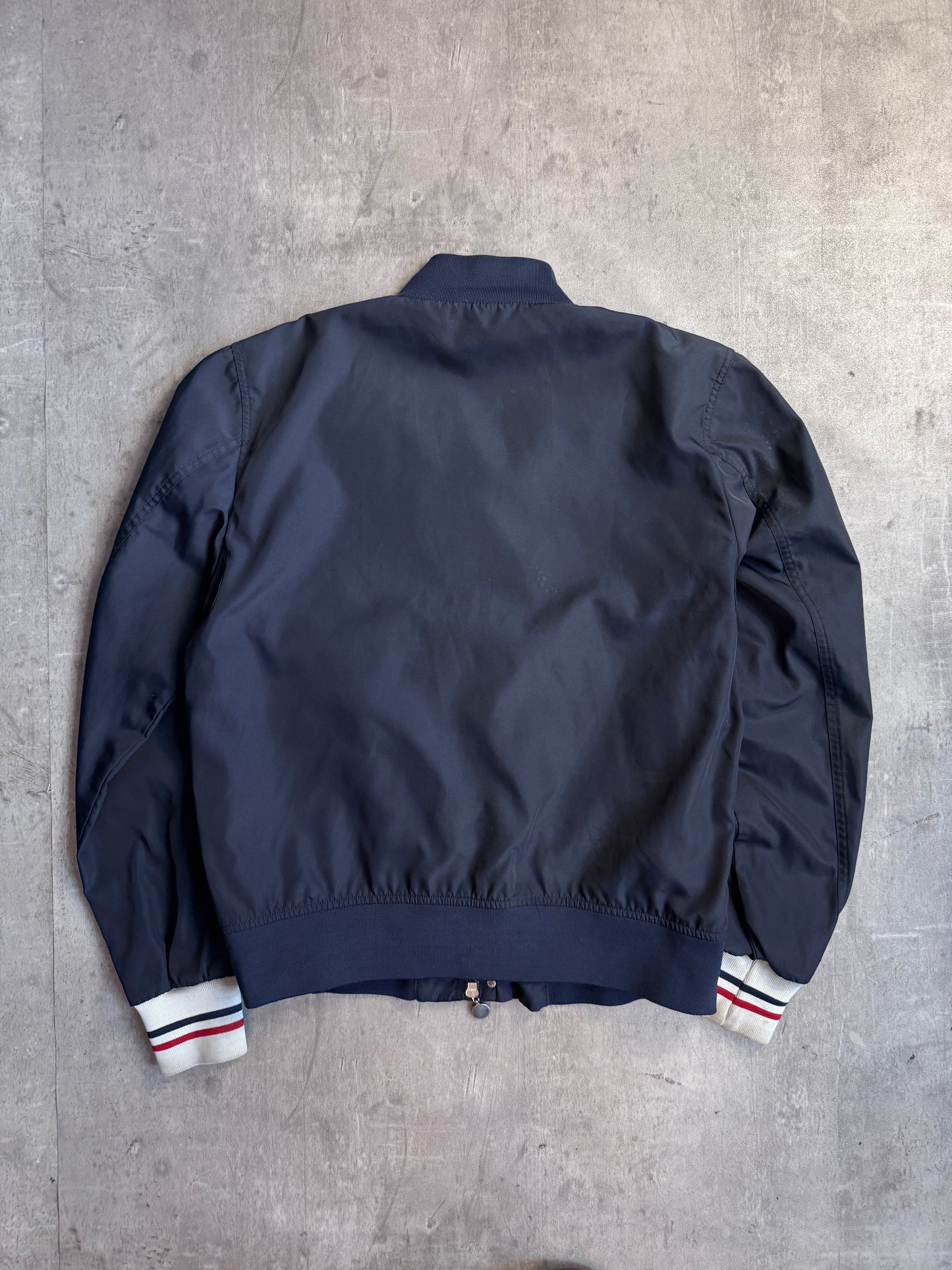 Moncler Navy Nylon Cuffed Bomber Jacket