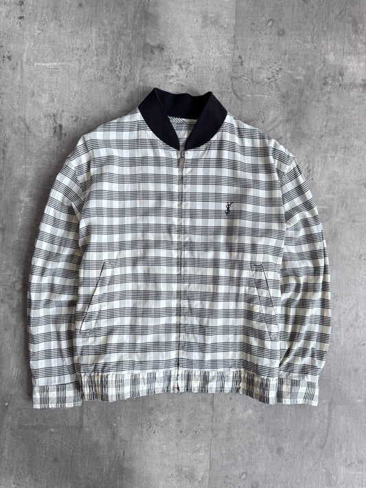 YSL Plaid Lightweight Bomber Jacket