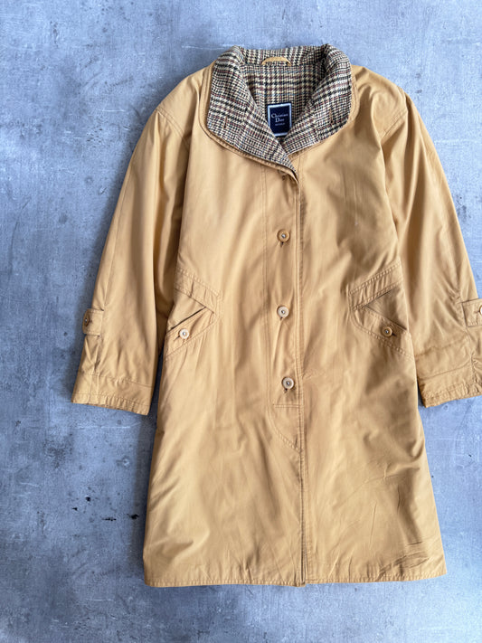 Christian Dior Mustard Herringbone Lined Overcoat