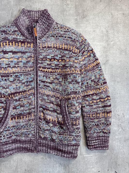 Missoni Multi Patterned Quilted Knit Sweater Jacket