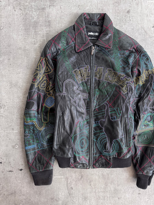 Pelle Pelle Marc Buchannan Embroidered Leather Bomber Jacket