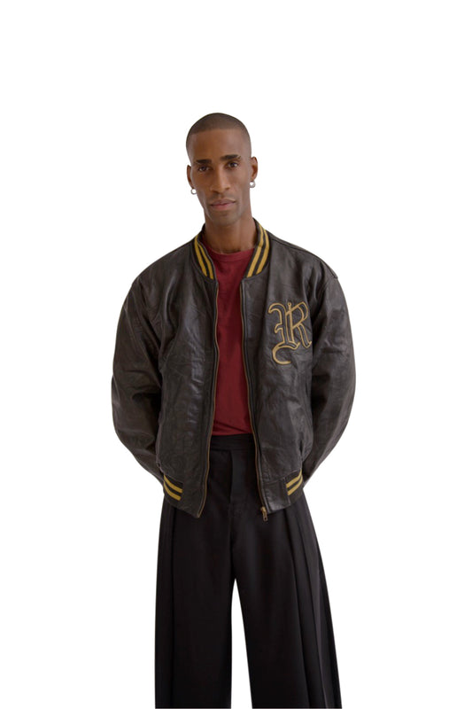 Redskins Black Leather Fighting Falcon Jacket