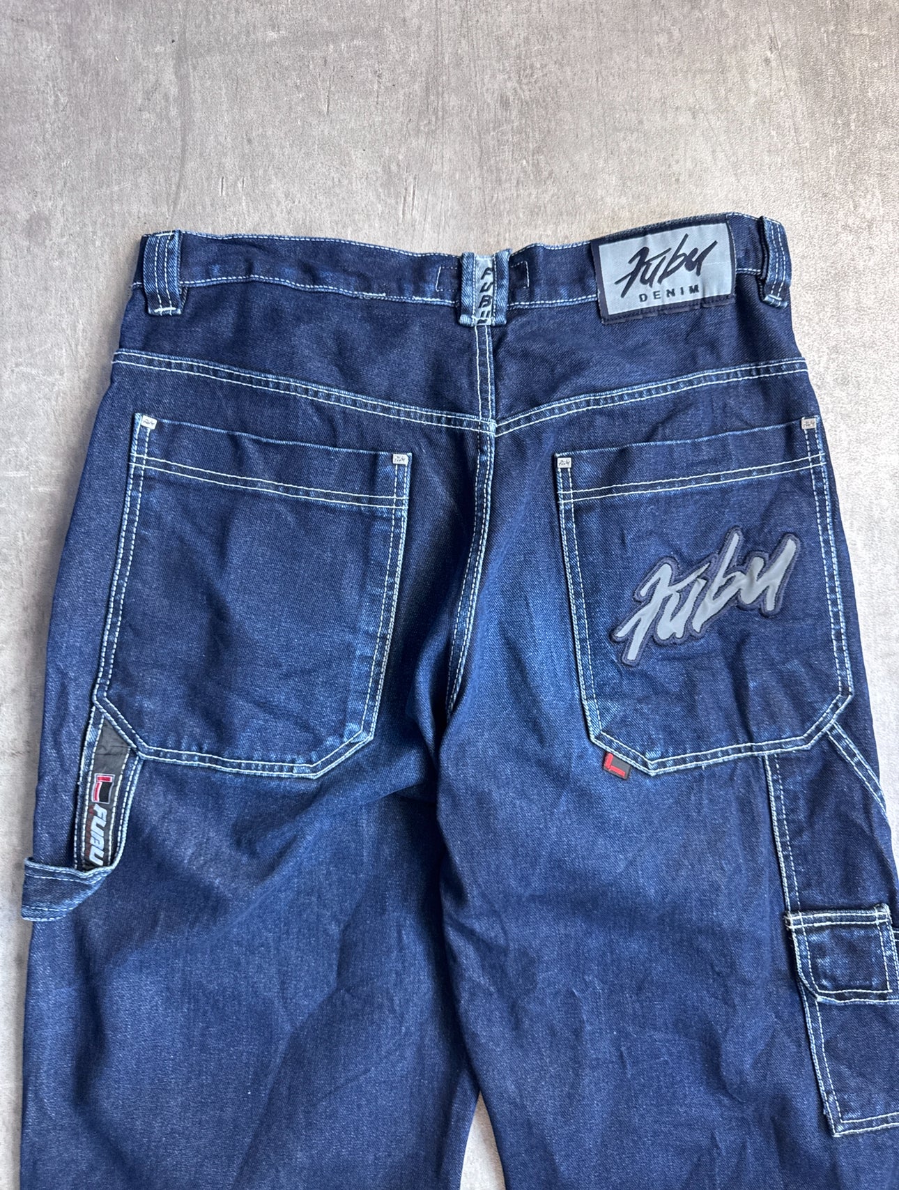 Fubu Dark Blue Wash Contrast Stitch Denim Jeans