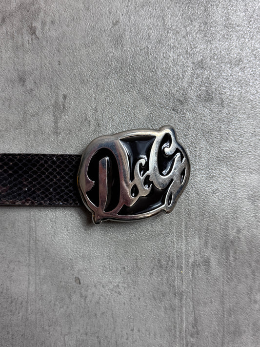 D&G Leather Snakeskin Brown Buckle Belt