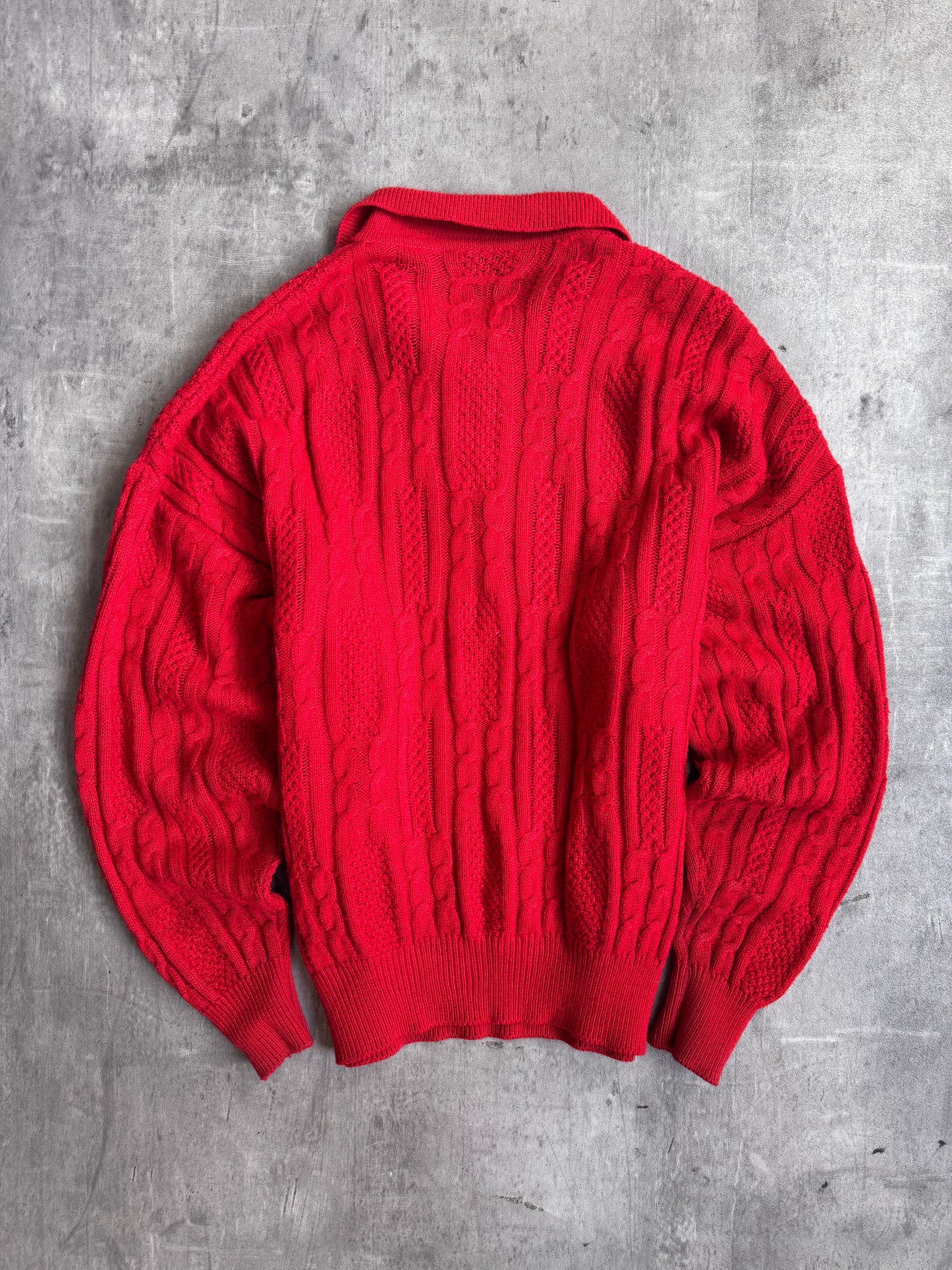 1970's YSL Red Aran Cable Knit Sweater