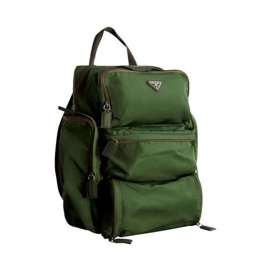 Prada Tessuto Nylon Multi-Pocket Khaki Green Rucksack