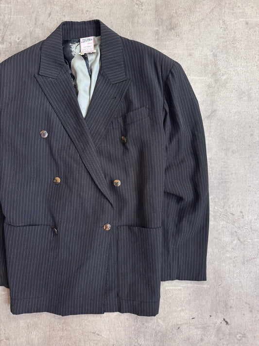1980's JPG Low Cut Pinstripe Double Breasted Blazer