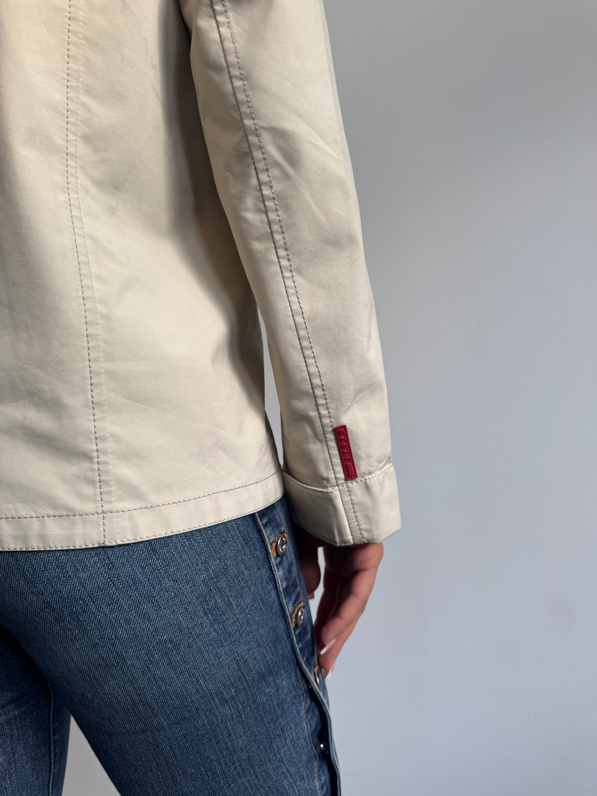 Prada Sport Cream Technical Hooded Anorak Jacket