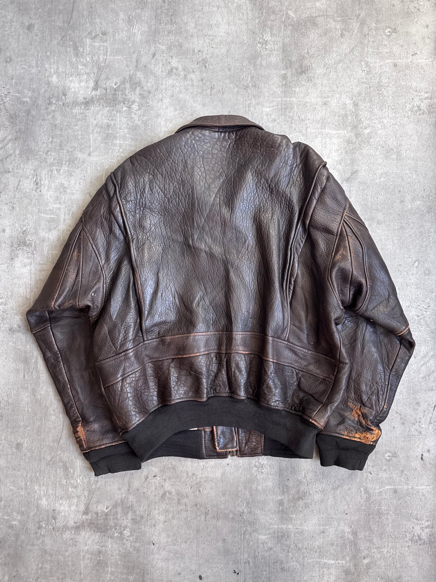 Avirex G-1 Distressed Brown Leather Flight Jacket