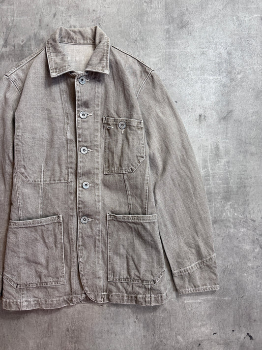 Takeo Kikuchi Grey Canvas Doughnut Button Chore Jacket