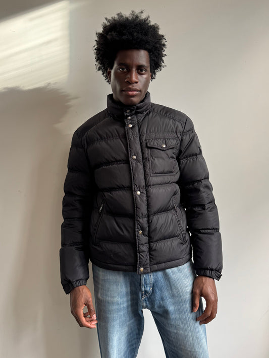2017 Prada Plaque Logo Black Down Puffer Jacket