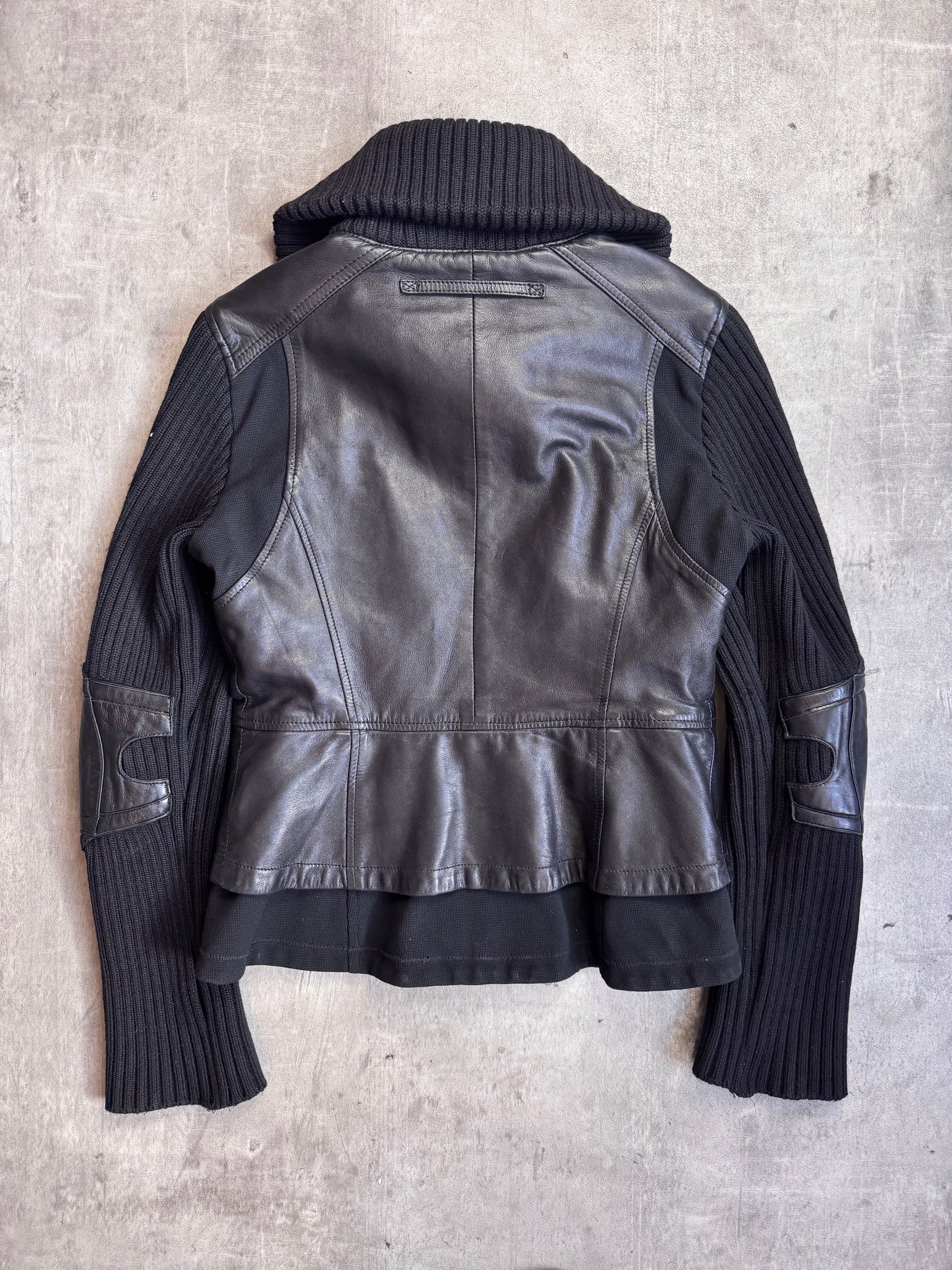 AW2002 Prada Knit Sleeve Leather Jacket