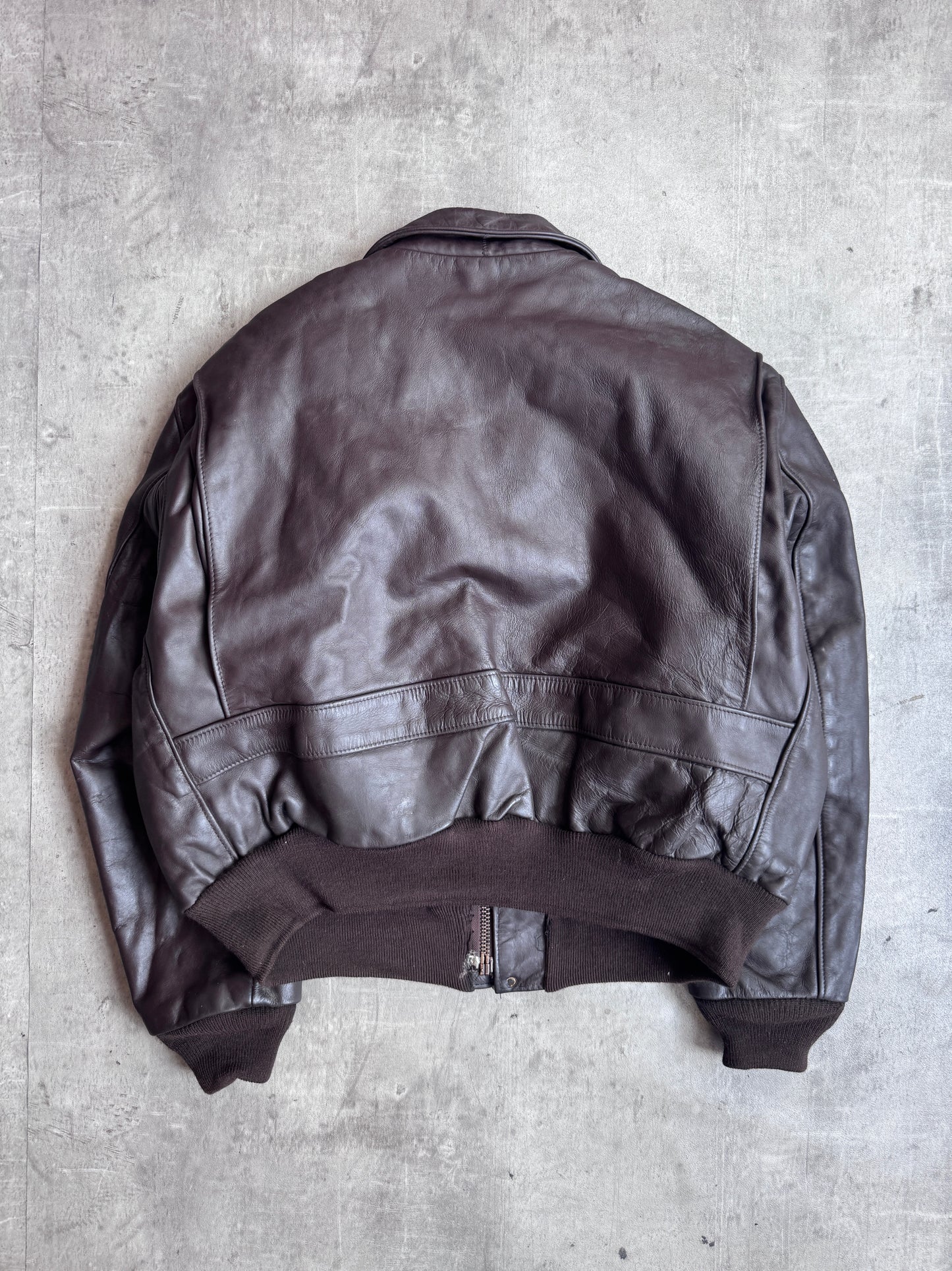 Schott Fleece Lined Brown Leather Flight Jacket