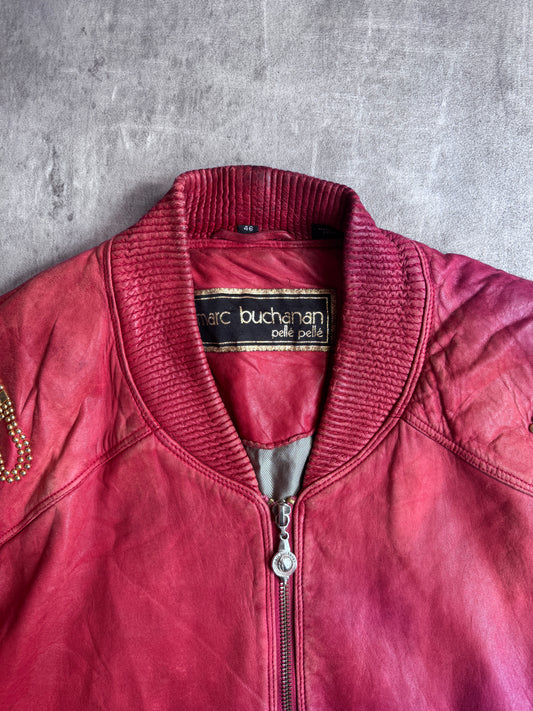 Pelle Pelle Marc Buchanan Diamonte Spellout Red Leather Jacket