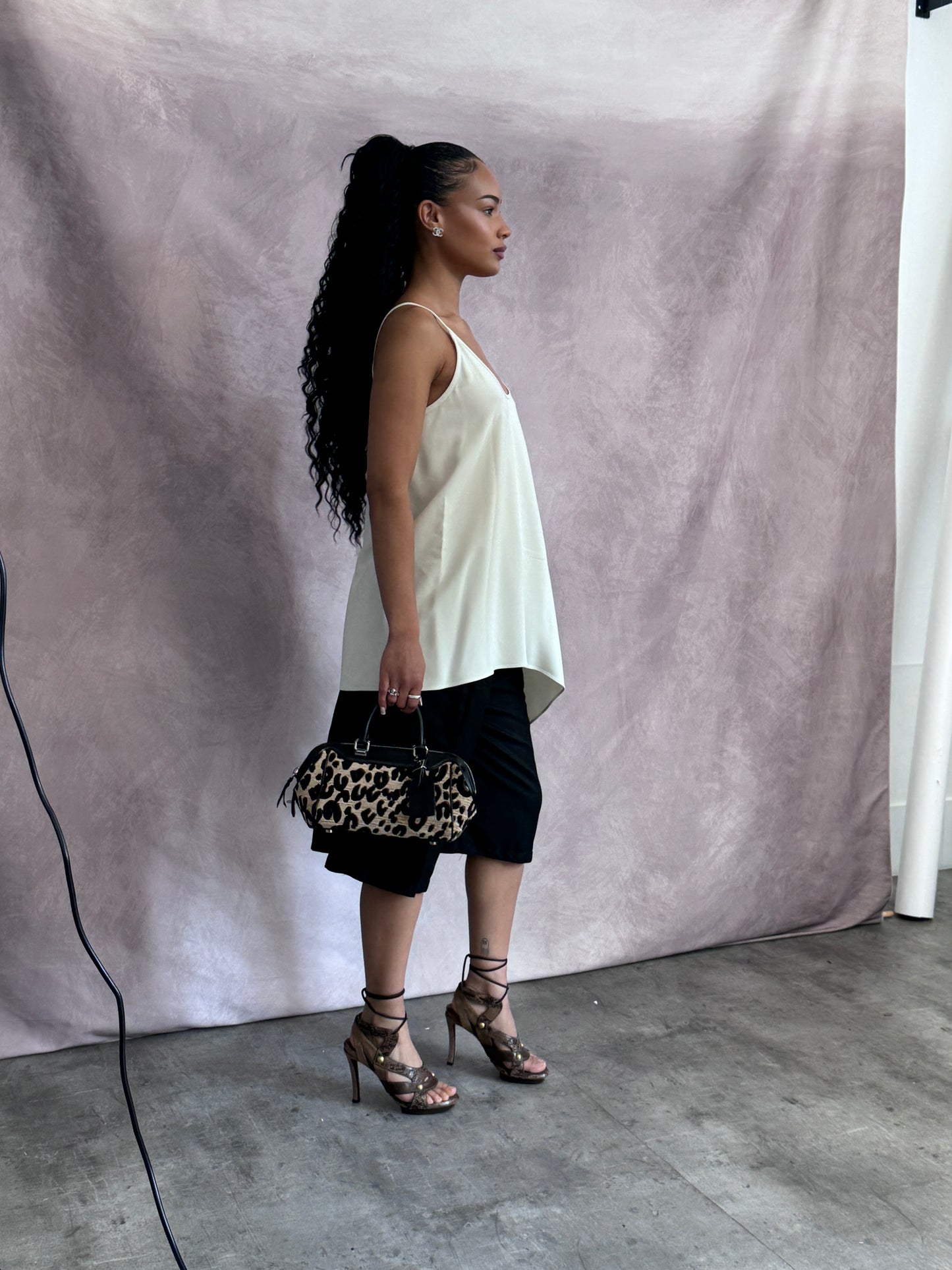 Helmut Lang Cream Asymmetric Cami Top