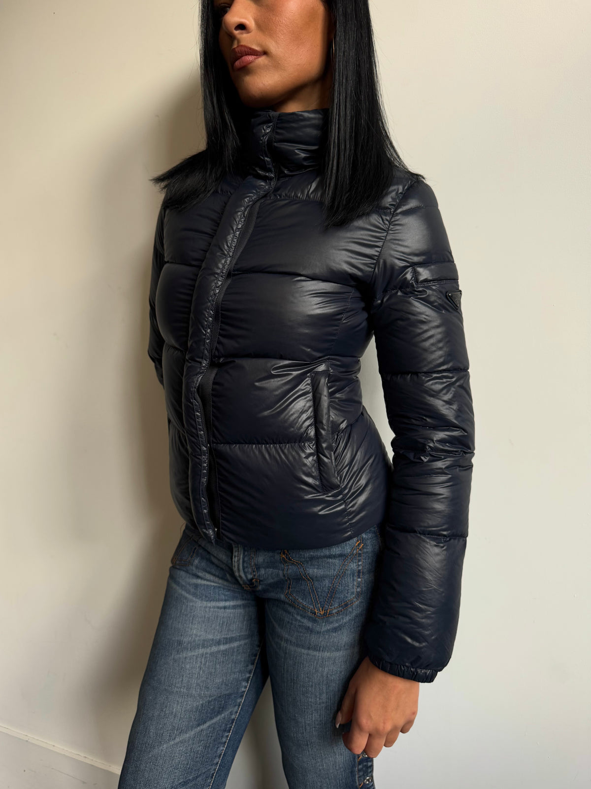 Prada Sport Plaque Technical Down Puffer Jacket