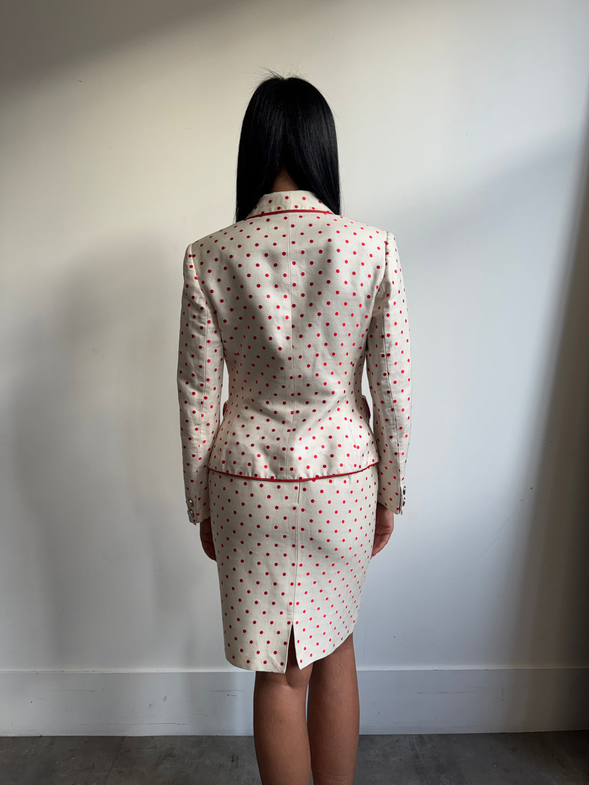 Versace Silk Blend Polka Dot Cream Blazer