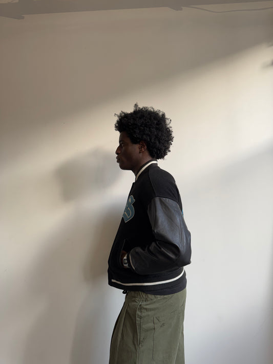 1998 Stussy 'Big 4' Wool & Leather Embroidered Varsity Jacket