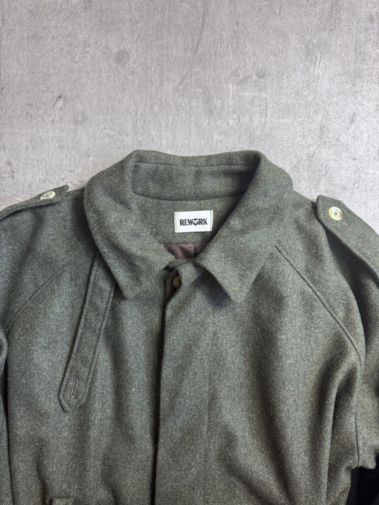 VT Rework: Khaki Wool Belted Military Trenchcoat