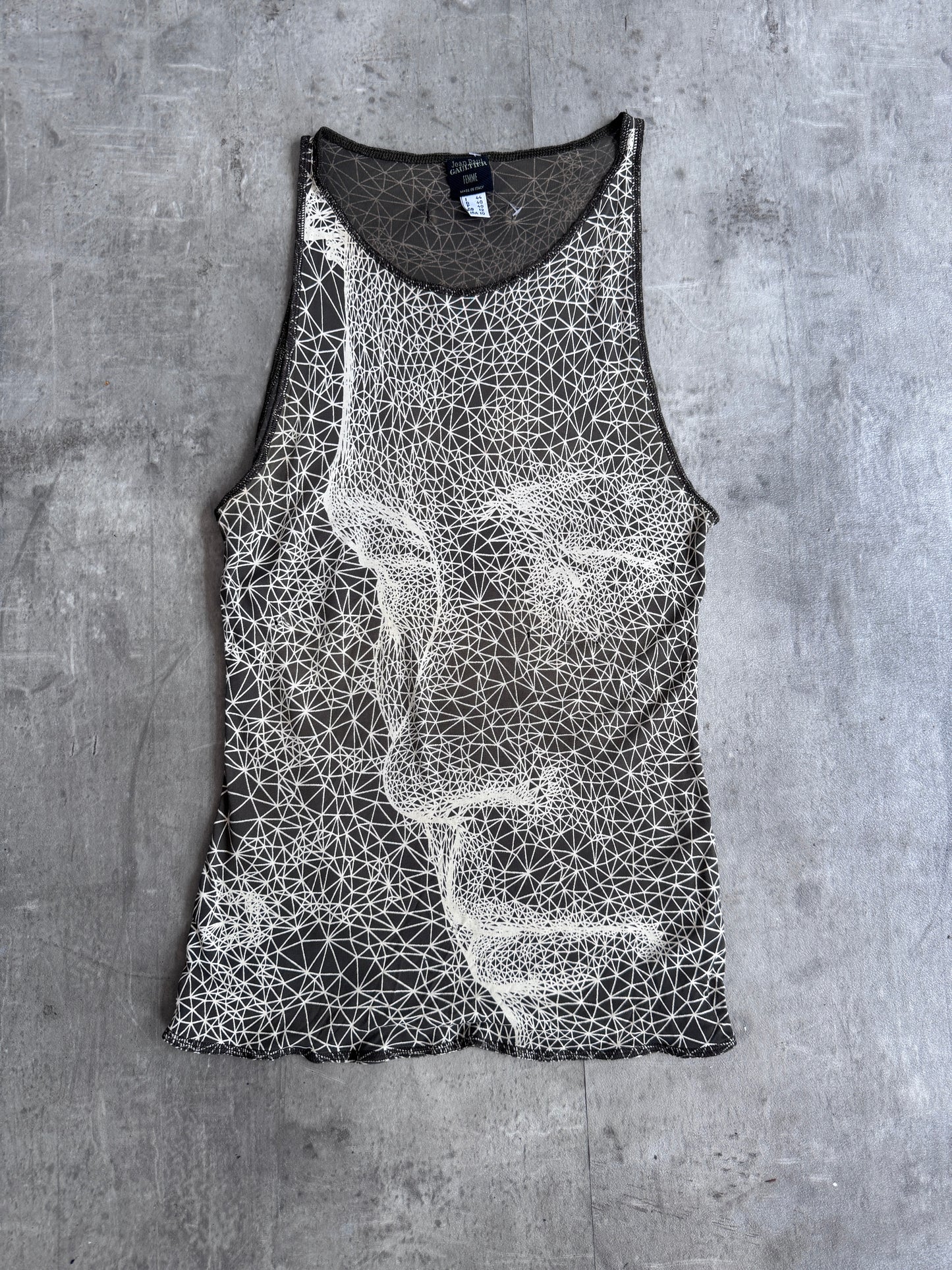 1990s Jean Paul Gaultier Patterned Face Brown Vest Top