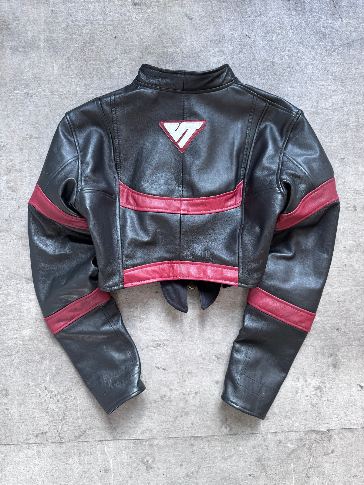 VT Rework: Marlboro Spellout Cropped Corset Leather Jacket