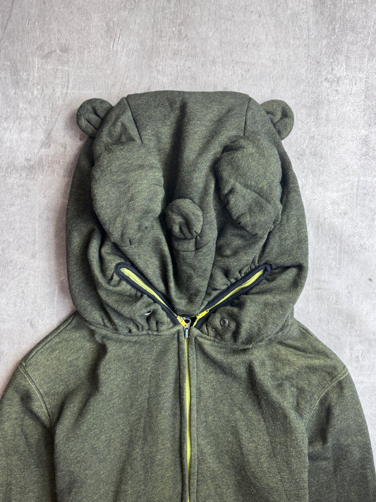Merci Beaucoup x Issey Miyaki Green Knit Full Zip Bear Hoodie