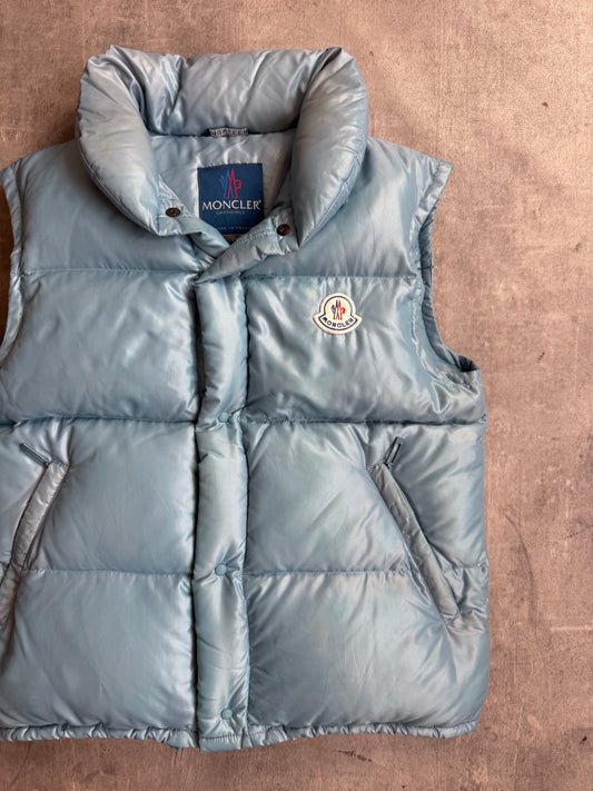 Moncler Light Blue Stand Collar Full Zip Hivette Puffer Gilet