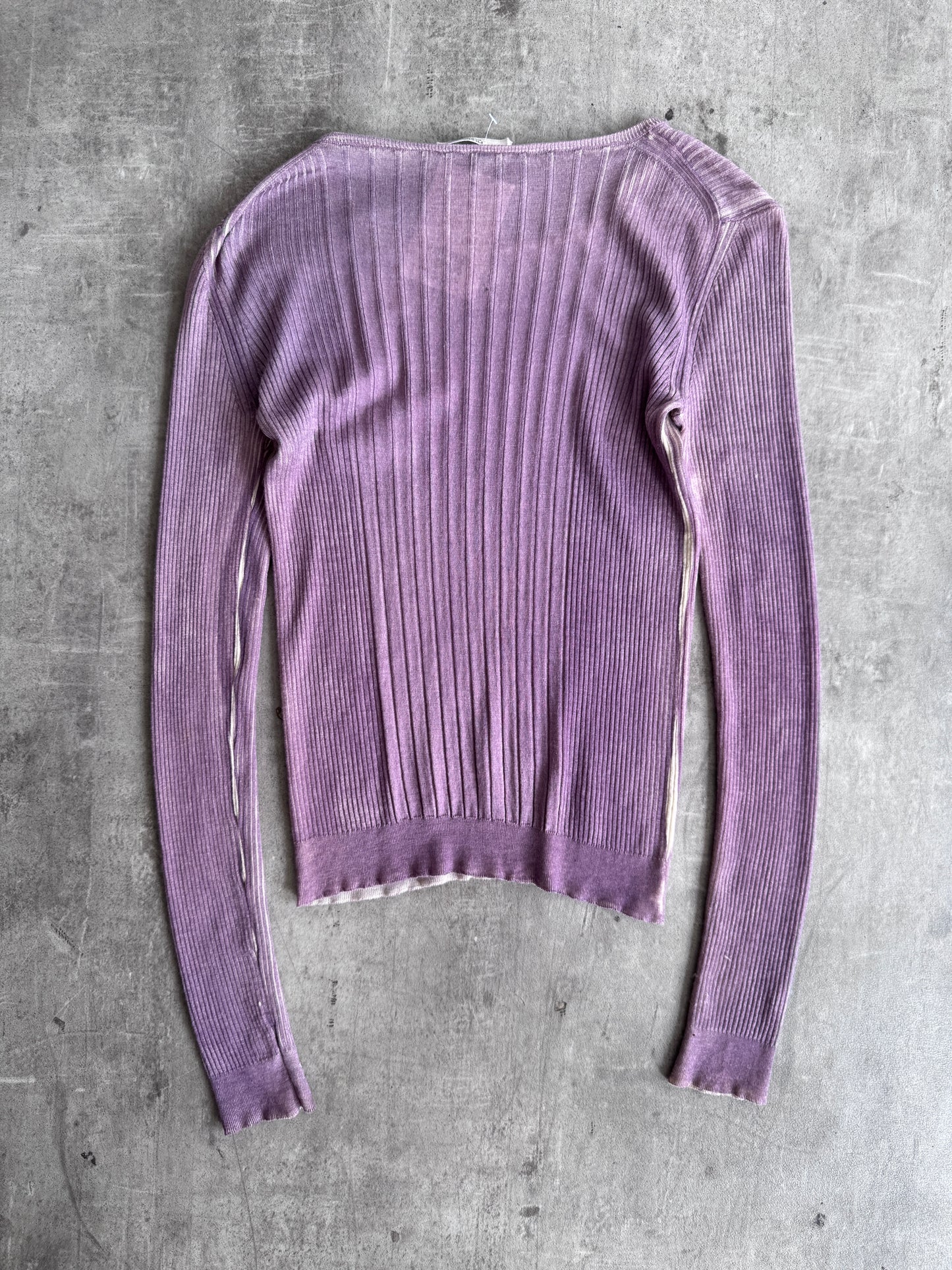 Prada Dualtone Rose Pink Ribbed LS Tee
