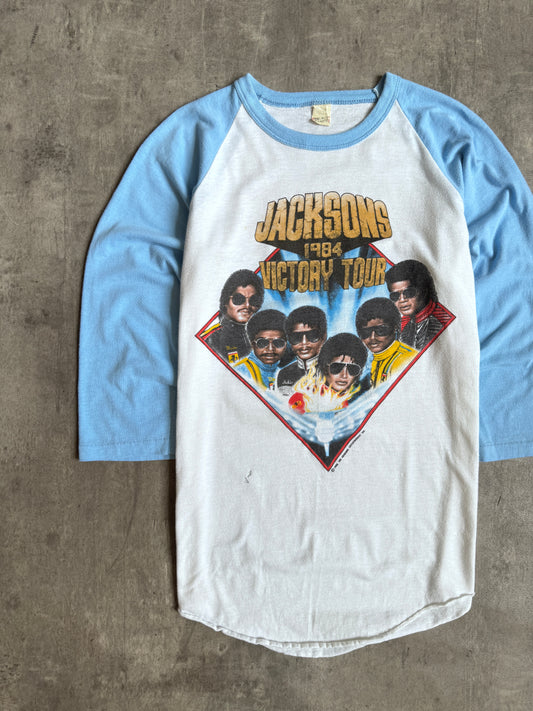 1984 The Jacksons Victory Tour Single Stitch Raglan Graphic Tee