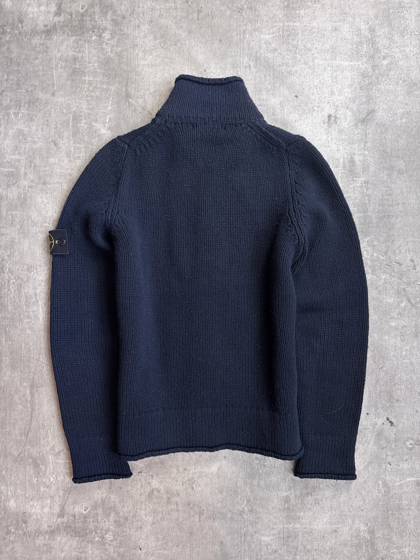 Stone Island A/W 2010 Navy Wool Full Zip Knit Turtleneck