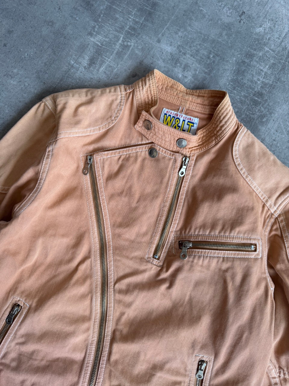 W< Pink  Denim Biker Jacket