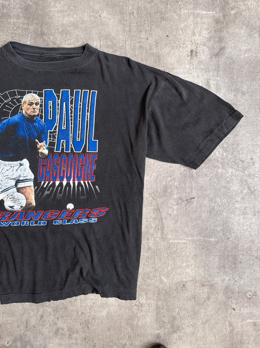 1990's Paul Gascoigne Rangers Faded Black Single Stitch Tee