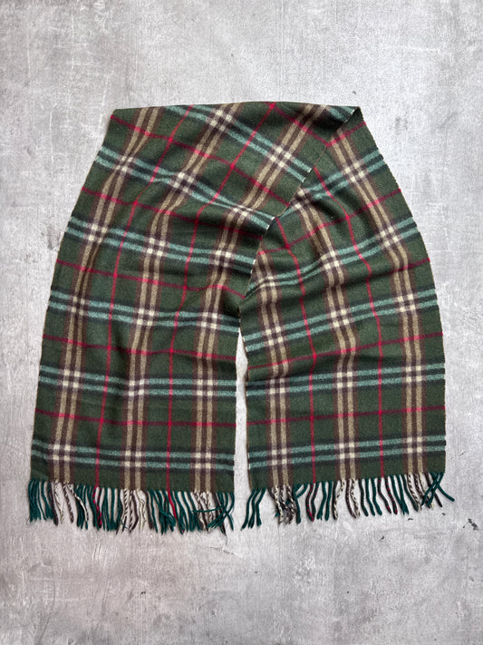 Burberry Bottle Green Nova Check Cashmere Scarf