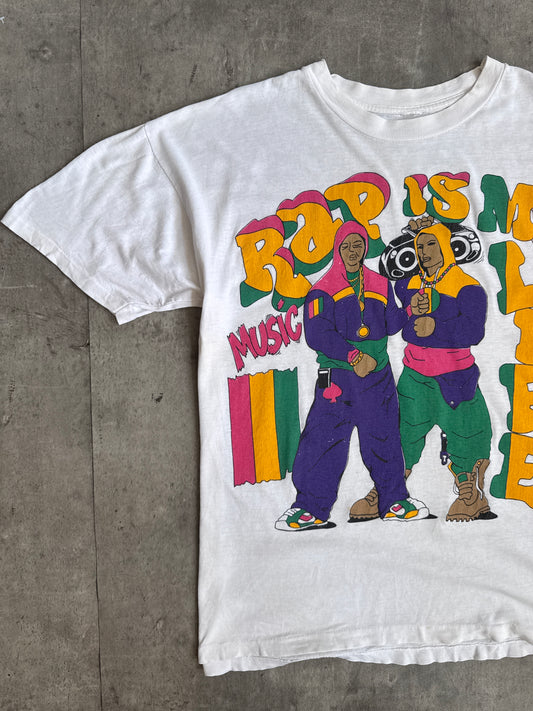 1990's 'Rap Music Is My Life' Hip Hop Single Stitch Graphic Tee